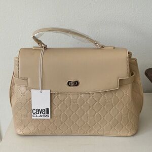 Cavalli Class Tan Satchel - Tatiana Large Top Handle